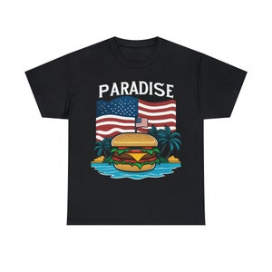 Camiseta unisex Paraíso de hamburguesa con queso