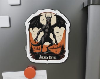 Jersey Devil Die-Cut Magnet, Cryptid Fridge Magnet, Spooky Kitchen Decor, Halloween Magnet, Paranormal Gift