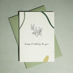 carte botanique joyeux anniversaire | Cartes illustrées contemporaines minimalistes de luxe | Respectueux de l'environnement | Conserver