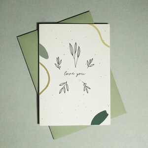 Je t'aime botanique de Zazzle.be Liste d'envies Vous avez des idées ? Cartes illustrées contemporaines minimalistes de luxe | Respectueux de l'environnement | Amitié | Je pense à vous | Conserver