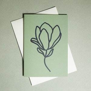 Bloom Art Card Pivoine | Moderne minimaliste contemporain minimaliste de luxe | Cartes écologiques | Merci pour toutes les occasions carte d'anniversaire | Floraison