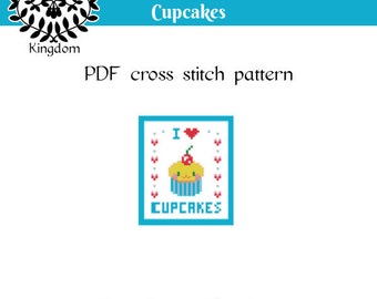 I love Cupcakes - Cross Stitch pattern- PDF