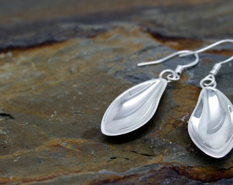 Sterling silver,  simple domed shell earrings,