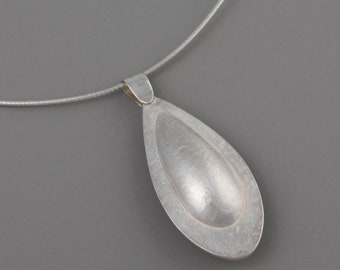 Sterling Silver textured shell pendant, handmade organic inspired jewellery