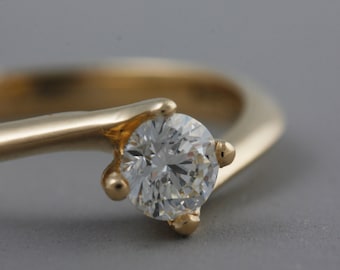 Handmade Twisted, 18k Yellow gold, 0.40ct diamond engagement ring