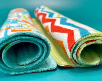 Chevron Baby Burp Cloths, Soft Flannel & Minky Backing