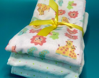 Luxury Baby Burp Cloths: Soft Flannel & Minky Backing, Animals, Lions