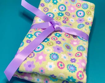 Floral Baby Burp Cloth, Flannel & Minky, Baby Shower Gift