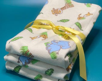 Handmade Baby Burp Cloths: Soft Flannel with Animal Print