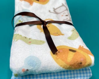Luxury Baby Burp Cloths: Soft Flannel with Animal Print, Blue Gingham