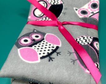 Handmade Owl Baby Burp Cloth, Flannel & Minky Backing