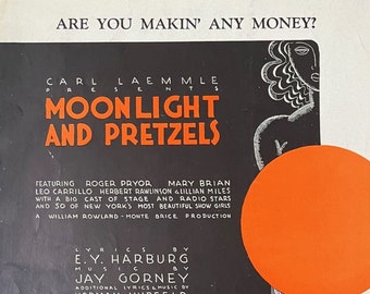 Moonlight and Pretzels, Antique Film Sheet Music 1933, Are You Making Any Money, Score Printed Music, Cover Art Poster, Suitable for Framing