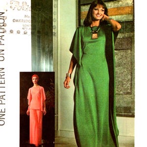 Sewing Patterns, CAFTAN TOP PANTS (Size 16)- Easy 3 Piece Jiffy Knit Pullover, Wide-Leg Pants, Size 16, Bust 38