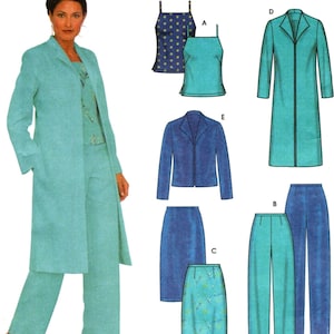 Petite Sewing Patterns, Pantsuit SKIRT TOP PANTS Jacket Size 12 14 16 18, Simplicity Easy Chic 9572 Jacket in Two Lengths, Mix Match