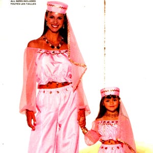 Costume Sewing Patterns -  Genie, Belly Dancer (Adult & Child) Top Pants Hat, Belly Dancer