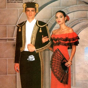 Sewing Patterns Costumes TOREADOR | SPANISH Size Size Xs Sm Med Large, Bust 30-44, Jacket, Knickers, Dress
