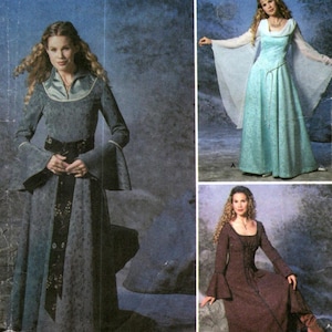 Costumes Sewing Patterns, Gown | Dress Medieval Renaissance, Size 6 8 10 12, Sleeves & Drape, Belt, 3 Styles