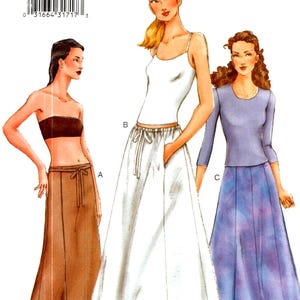 Sewing Patterns, SKIRTS (Size 8-12) Easy Vogue 7280 Below Waist, Wrap Style, Tie Ends