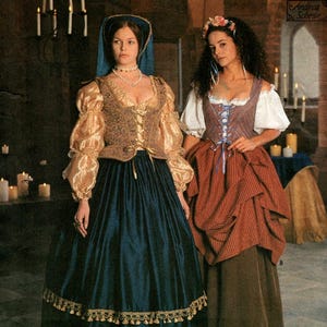 Costume Sewing Patterns, RENAISSANCE COSTUME / Bar Wench (Size 10-14) Peasant Tops Blouses, Skirts Vest Hat