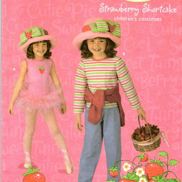 STRAWBERRY SHORTCAKE Childrens Costume Sewing Pattern, Size 3 4 5 6 7 8, Simplicity 4776, Tutu Skirt, Leotard, Hat, Top, Pants, Uncut 2004