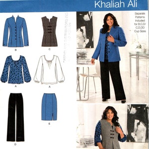 Khaliah Ali Plus Size Pants, Skirt, Jacket or Vest and Knit Top Sewing Pattern for Misses Women Size 20W 22W 24W 26W 28W, Simplicity 2344