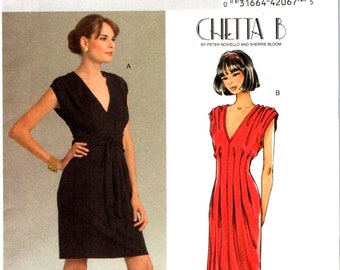 Plus Size CHETTA B Front Tuck Dress Sewing Pattern for Women Misses Size 16 18 20 22 Easy Butterick B5132 Peter Novello, Sherrie Bloom