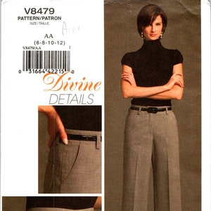 Vogue Devine Details V8479 Pants Trousers Sewing Pattern for Petite Misses Women Size 6 8 10 12 Semi Fitted, Flared, Front Darts, Cuff