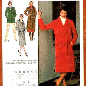 Sewing Patterns, COAT | JACKET (Size 16) in Three Lengths, Lined, Top Stitched Double Breasted has Front Button Closing, 1979