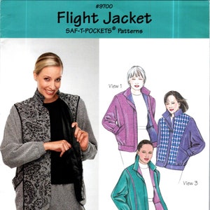 Sewing Patterns,  Flight Jacket Coat (Size Xs to 3XLarge) Shell Seeker, Loose Fitting, 2 Lengths, SAF T POCKETS