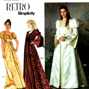 Costumes Sewing Patterns -  Adult Dress Gown (Size 14-20) Gathered Cummerbund, Vest, Full Skirt Retro Simplicity 9045 Bridal