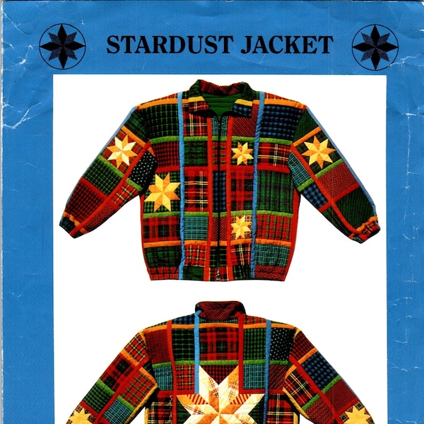 Quilted Stardust Jacket Coat Sewing Pattern for Women Misses Size 8 10 12 14 16 18 20 22 24 26 Strip Pieced Patchwork Blocks, Twinkling Star