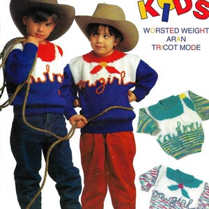 KNITTING PATTERNS, Kids Cowboy Cowgirl, Dinosaur Sweater Cardigans Boys Girls Toddler (Size 2-12) Sun, Moon Celestial Graph Pullovers