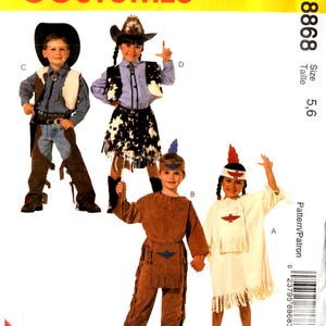 Costume Sewing Patterns, Child (Size5-6) McCall Easy 2 hour, Cowboy, Cowgirl, Native American Boy Girl Fringed Poncho, DIY Kids