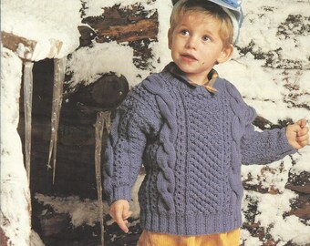 Boys Knitting Pattern Jacket with Hood 20-26/" Aran 219
