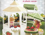 Fashion Doll Barbie Doll Plastic Canvas Pattern Booklet, SUMMER GARDEN, Barbie Size Outdoor Furniture, Accessories - Gazebo, Swing, Umbrella