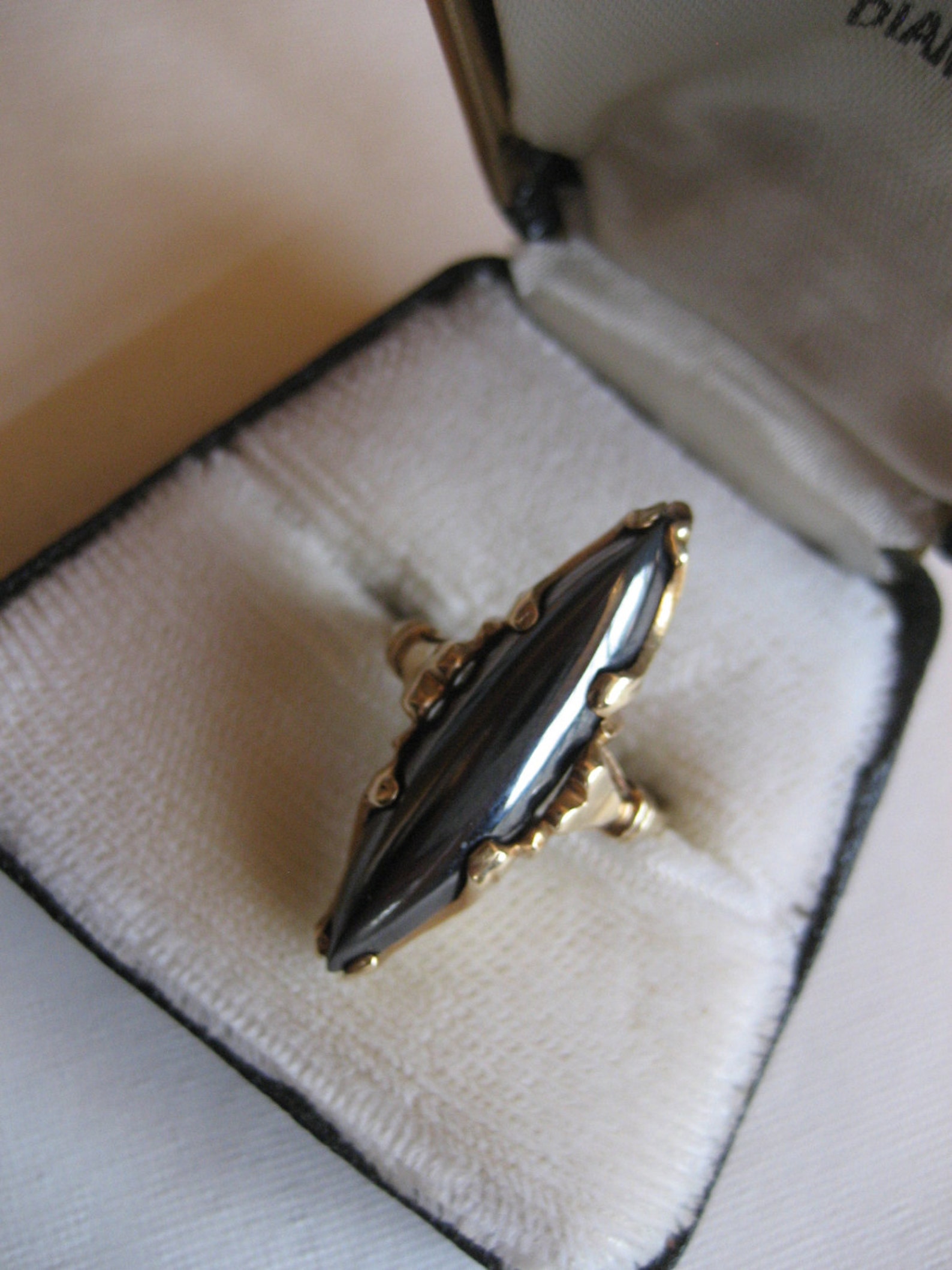 1950s 10k Black Alaskan Diamond Ring Marquise Stone 3cm Etsy