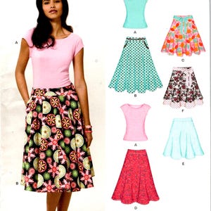 Sewing Patterns SKIRTS SASH TOPS (Size 10-22) Easy New Look A6899, Cap Sleeve Shirt, Gathered Skirts