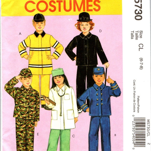 Patron de couture de costumes d'uniformes pour enfants, fille garçon enfant taille 6 7 8 GI Joe, militaire soldat, pompier pompier, médecin, policier, femme police