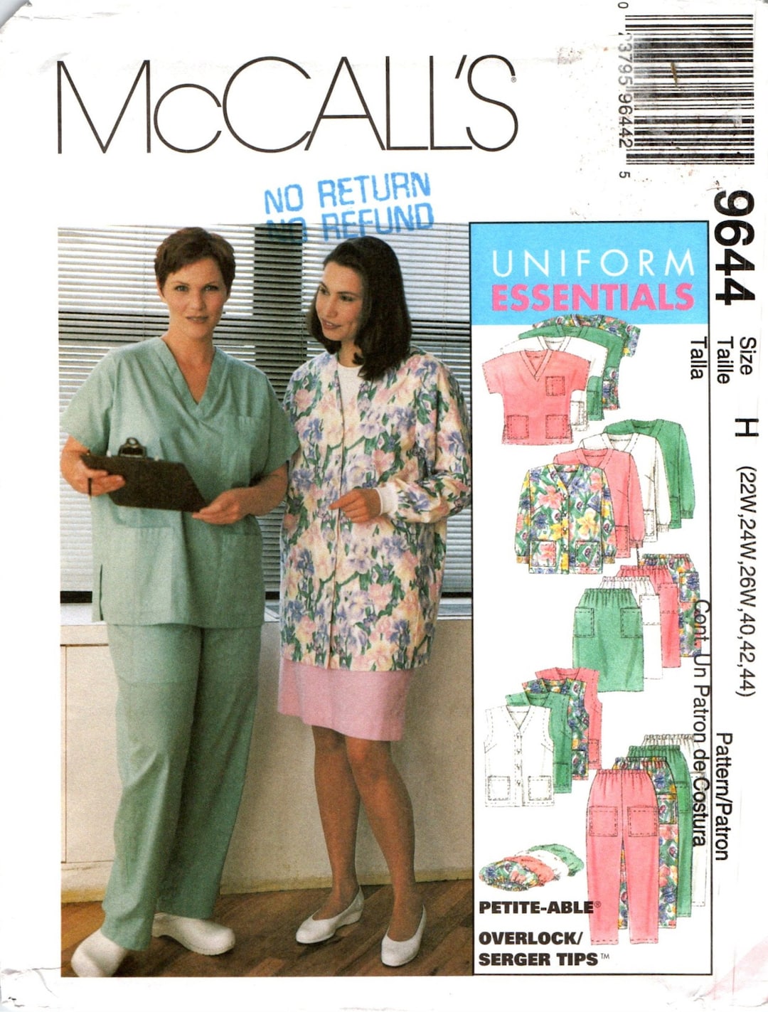 Sewing Patterns UNIFORMS, Scrub Top, Pull on Pants or Skirt, Cardigan ...