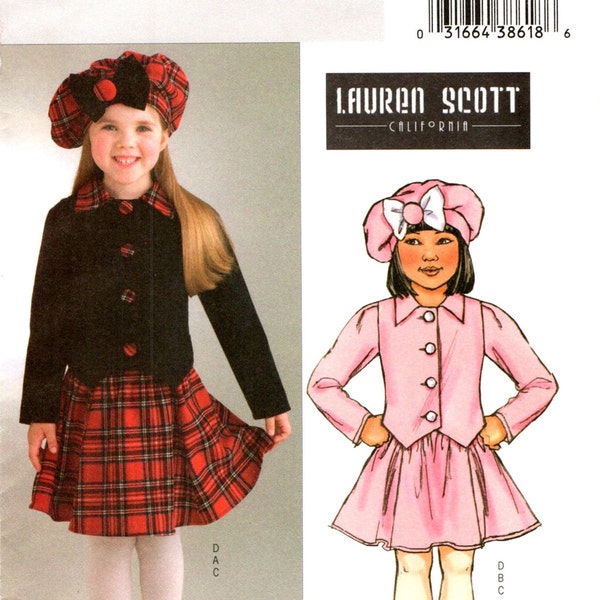 Easy Jacket, Skirt and Hat, Tam Sewing Pattern for Children, Girls Size 2 3 4 5, Scottish Scotland Patriotic Costume, Butterick B4279