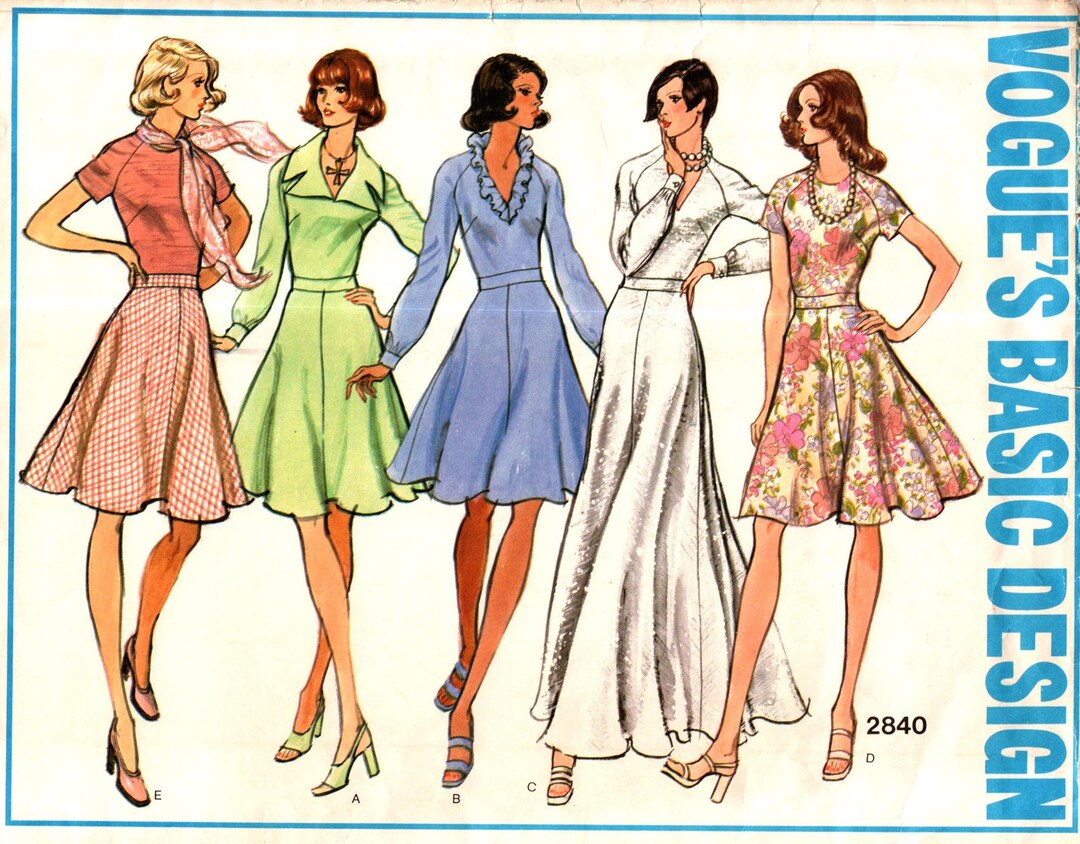 1970s Vogue Basic Design Sewing Pattern 2840, DRESS | DRESSES, Women ...