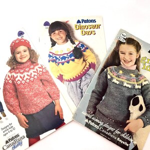 Knitting Patterns, Childrens Cardigans, Hats, Animal Graphs Unisex Fair Isle, Dinosaur, Sweater Jacket