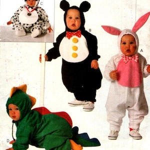 Costume Sewing Patterns, Infant Baby -  Mouse Bunny Dinosaur Dalmatian Dog, Jumpsuit with Hood, Tails