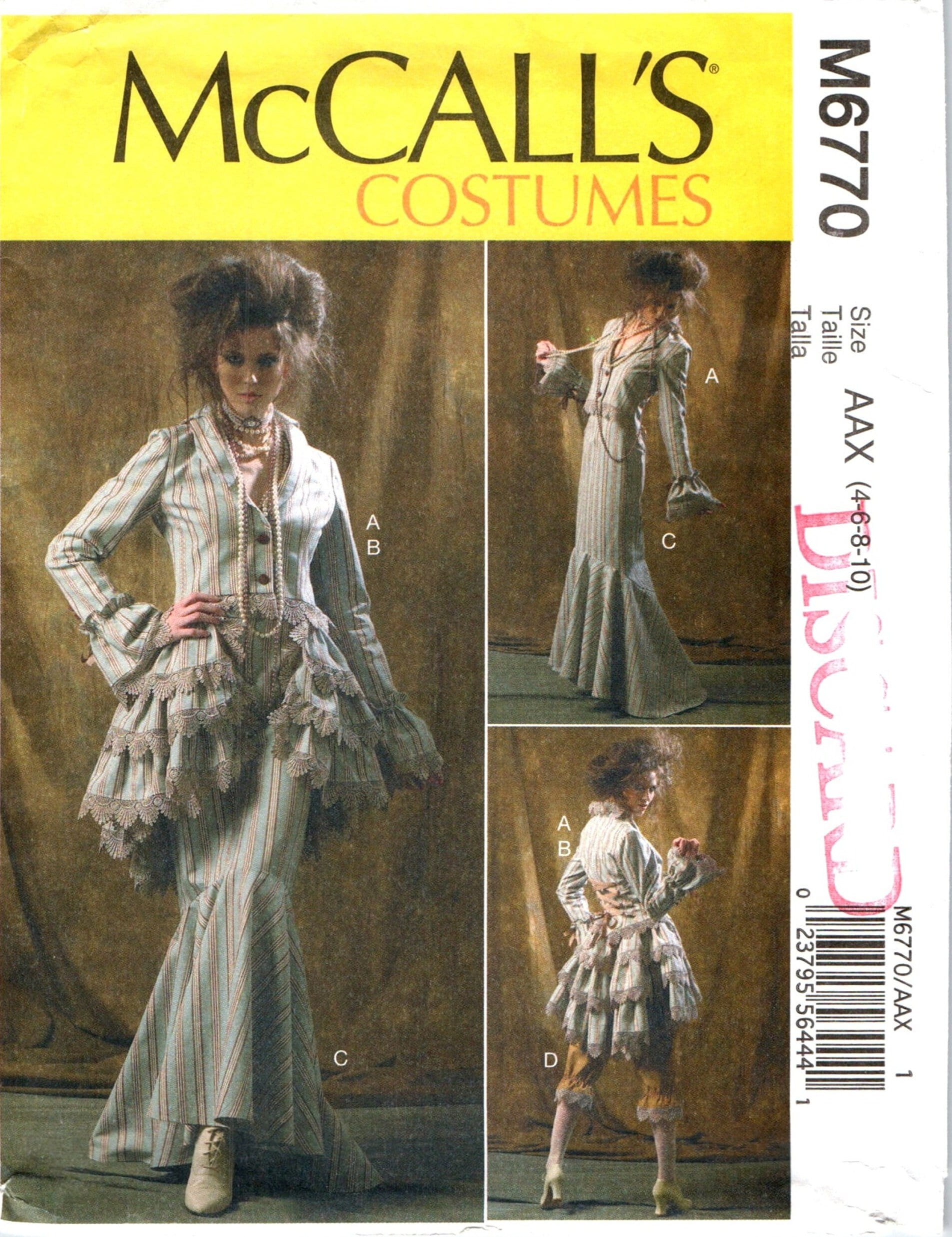 Victorian Costume Sewing Pattern for Women Misses Size 4 6 8 10 Jacket, Skirt, Pants, Bustle, Capelet, Steampunk Cosplay, Shakespeare
