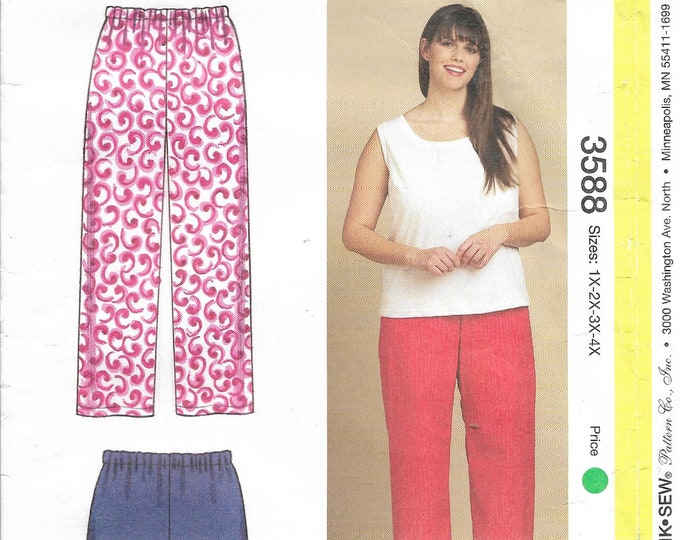 Womens SLEEP PANTS, SHORTS Sewing Pattern, Plus Size 1X 2X 3X 4X, Kwik