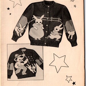 VINTAGE 1951 Peter Rabbit Knitting Pattern Knit Graph, Sizes 4 6 8 10, Cardigan, Pullover, Slipover for Boys Girls Toddlers - number 945