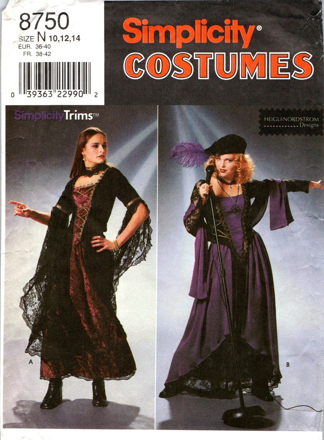 Costume Sewing Patterns, MEDIEVAL GOTHIC STEAMPUNK Size 10 12 14 ...