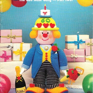 Jean Greenhowe Celebration Clowns Knitting Pattern, Red Nose Gang Mr. Jingle Clarence Postbox
