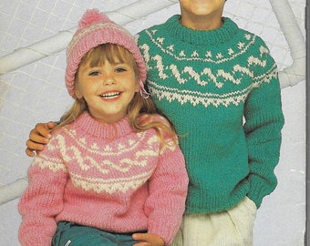 Boys Girls Toddler Knitting Patterns, Pullover Sweaters, Button Front Cardigans Knitted Toques Hats, Fair Isle Knits, Graph Geometric Design
