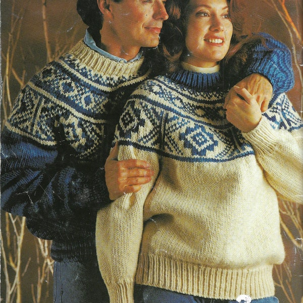 Men, Ladies BULKY KNIT SWEATER Knitting Patterns, Northern Spirit Volume 4, Snowflakes Jacket, Aran Pullover, Fair Isle Cardigan, Pullovers